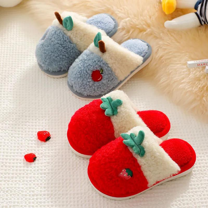 Winter Children's Cotton Slippers Boys and Girls' Warm and Anti-skid Cartoon Princess Parent-child Wool Bag Heel Cotton Slippers Baby Slippers