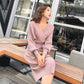 V-neck Women Knitted Skirt Suits Batwing Sleeve 2 Pieces Elegant Party Female Sweater Elegant Dress