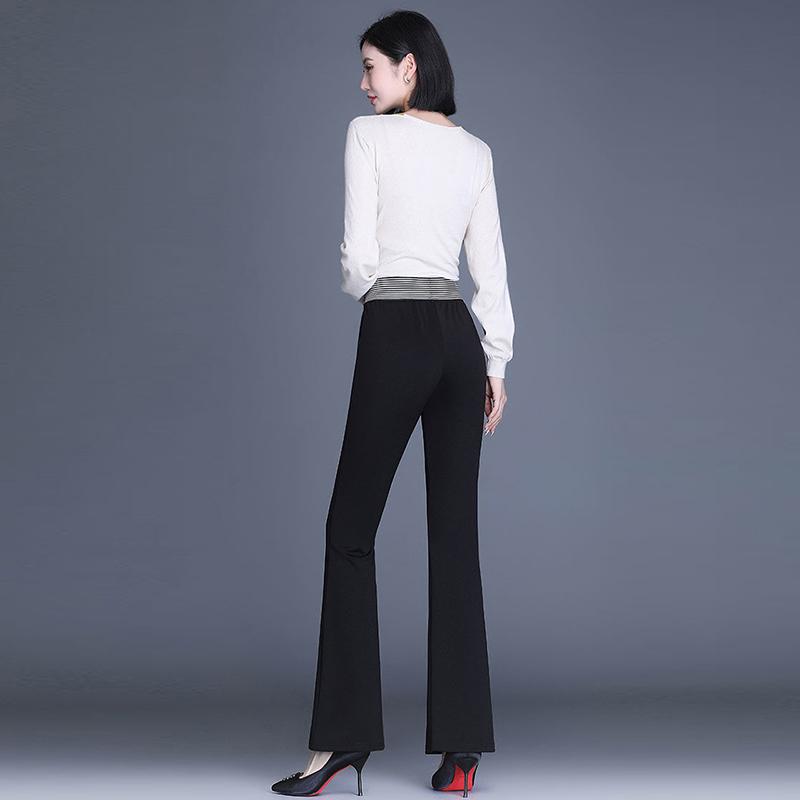 Pants Autumn and Winter Women's Black High-waist Flared Pants Loose Stretch Casual Pants
