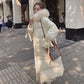 Fluffy Big Fur Collar Hooded White Cotton Jacket Women's Winter Clothes Loose Mid-length Padded Jacket Padded Down Padded Jacket Winter Padded Jacket