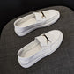 Spring and Autumn Loafers Women's Leather Soft Leather White Shoes Soft Sole Large Size Women's Shoes