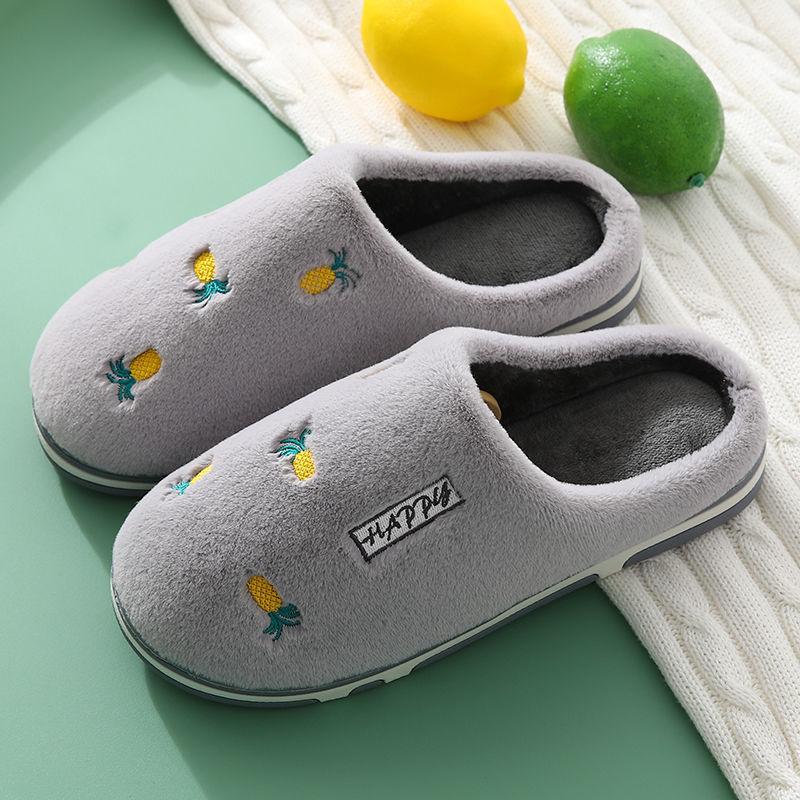 Women's House Slippers Slip-On Anti-Skid Cartoon Fruit Indoor Casual Shoes Snow Slipper Couple Winter