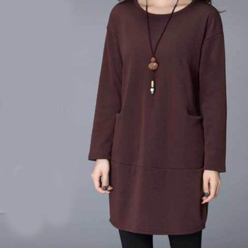 Ladies Tops T-Shirt Women Blouse Autumn Causal Blouse Slim Round Collar Solid Color Long Sleeve Pullover