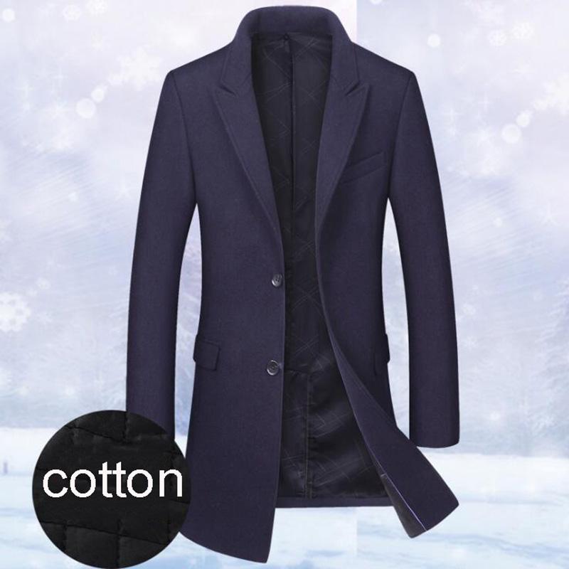 Men's Woolen Coat Slim-fit Woolen Mid-length Thick Men's Trench Coat