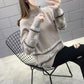 Autumn and Winter Thick Sweater Fawn Pattern Jacquard Knitted Bottoming Shirt Loose and Simple Women's Top