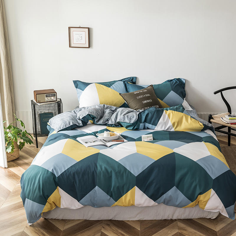 Home Textile Cyan Cute rabbit Duvet Cover Pillow Case Bed Sheet Boy Kid Teen Girl Bedding Linens Set 4PCS