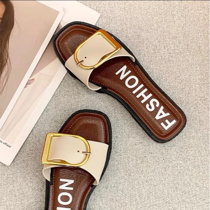 WTEMPO Slippers Women Square Head Flat  Indoor Non-slip  Flip Flop Beach Bedroom Home Go Out One Size too Small
