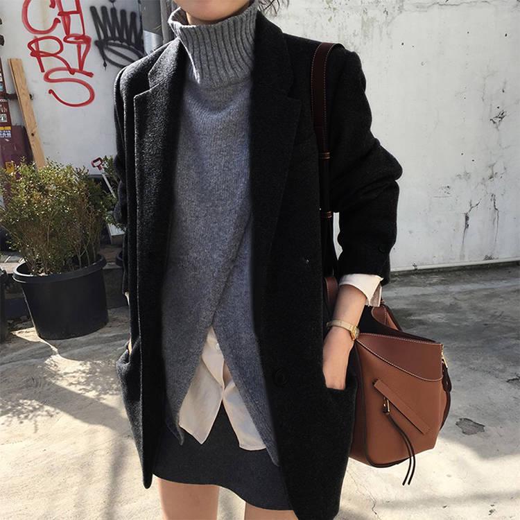 Jacket Women Overcoat Wool Coat Suits Autumn Winter Short Slim Blend Clothes Outerwear Wool Jacket