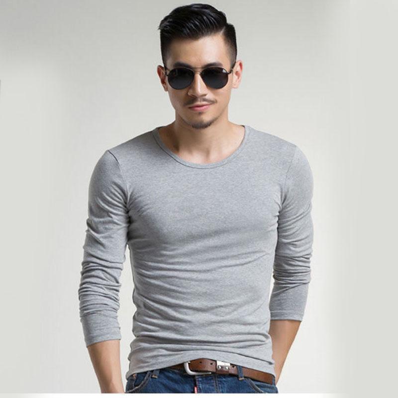 Long-sleeved T-shirt Men's Winter Warm and Comfortable with A Solid Color Bottoming Shirt Slim Thin Section