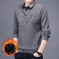 Fashion Spring Autumn Cotton Thick Men Polo Shirt Long Sleeve Warm Clothes Striped Tops Casual Polo Shirts Male