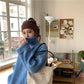 Winter Thick Solid Color Turtleneck Sweater Women Loose Pullover Wild Split Knit Jacket