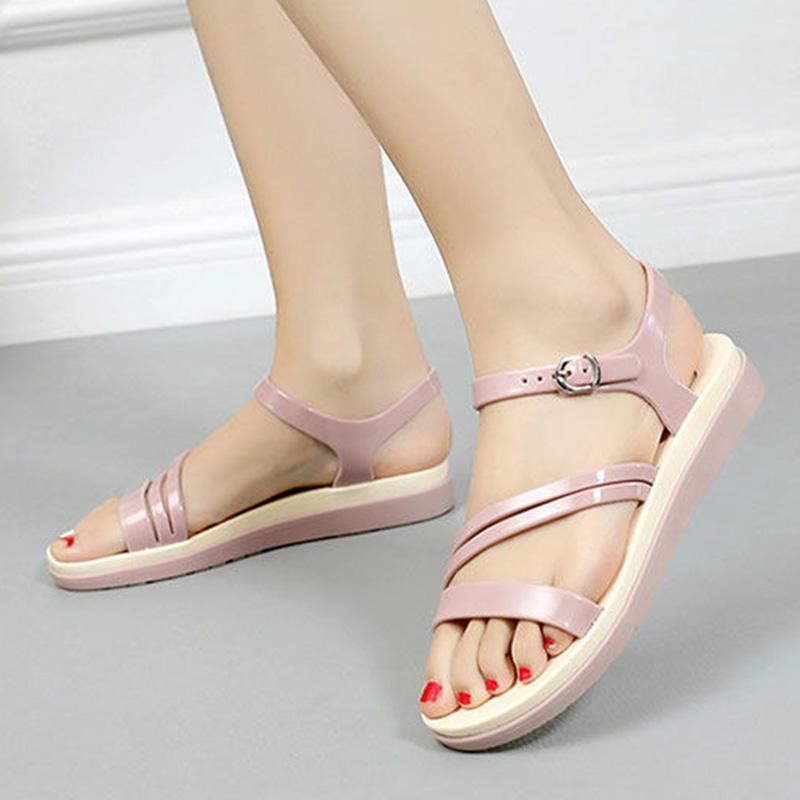 Sandals Women's Summer Flat Bottom Fashion All-match Mid-heel Platform Sandals and Slippers Outside Wear Non-slip Beach Jelly Shoes Sandals