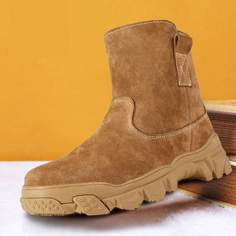 Men's Leather Cold-proof Boots Thickened Wool Warm Snow Boots