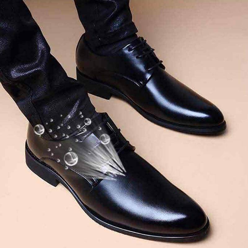 Men's Leather Shoes British Business Lace-up Men's Shoes Youth Simple and Versatile Dress Shoes