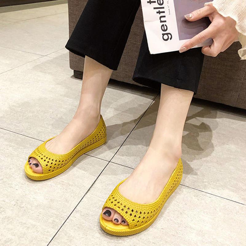 Sandals Platform Women's Summer Plastic Fish Mouth Non-slip Soft Comfortable Mother Pregnant Women Shoes Hollow Nurse Shoes