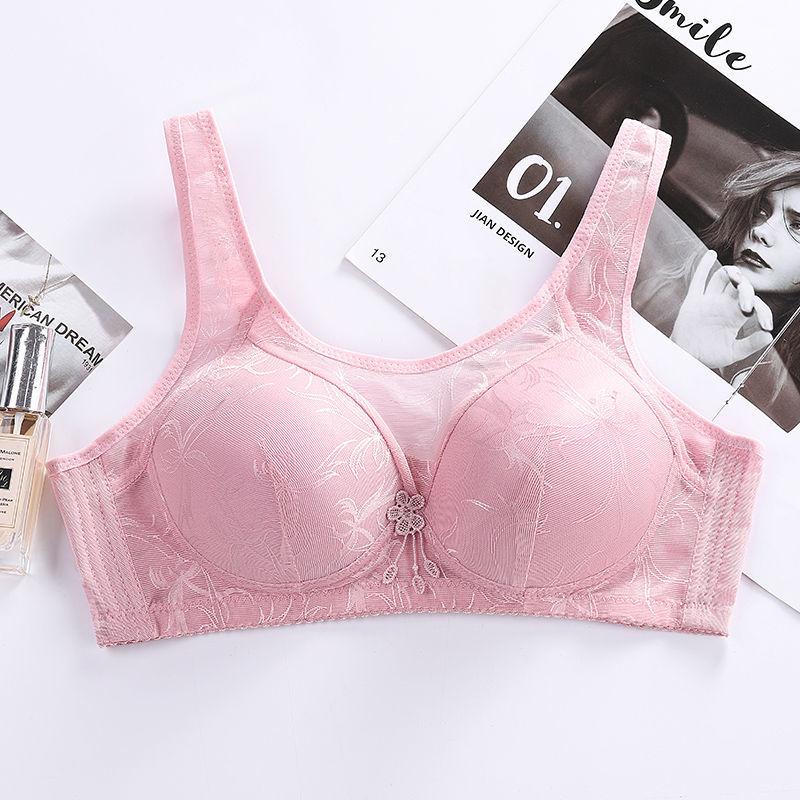 Underwear Ladies Gather Big Breasts To Show Small Seamless Non-wireless Bra Sexy Thin Mold Cup Jacquard Anti-sagging