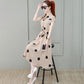 Women's Summer Dress Temperament Waist Was Thin Polka Dot Sleeveless Long Skirt Shirt-style Long Ladies Dress A-line Version Sleeveless Dress
