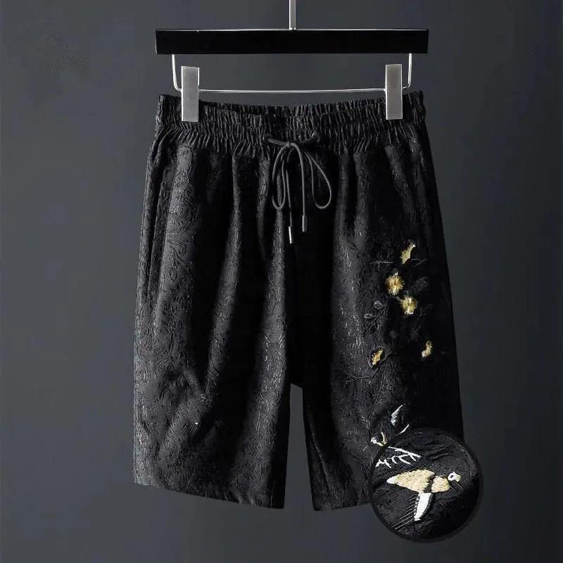 Summer High-end Tide Brand Leisure Sports Suit Male Personality Plum Embroidered Slim Korean Version of Shorts Short-sleeved Two-piece