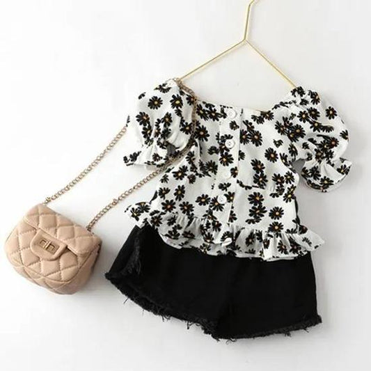 Girls Floral T-shirt Clothes, Children's Thin Top 3 4 5 6 7 8 Years Old Children's Birthday Dress