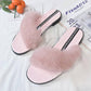Furry sandals and slippers outside slippers four seasons popular summer women's shoes flat bottom