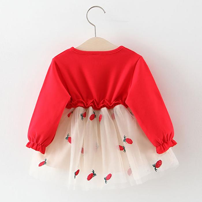 0-5Y Summer Princess Infant Baby Girls Dress Long Sleeve Lace Patchwork Back Bowknot Tutu Dress