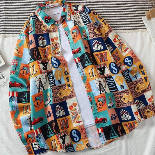 Summer Stylish Men Clothes Korean Style Loose Casual Mid-length T Shirts Creative Design Multi-pattern Printed Shirts Coat