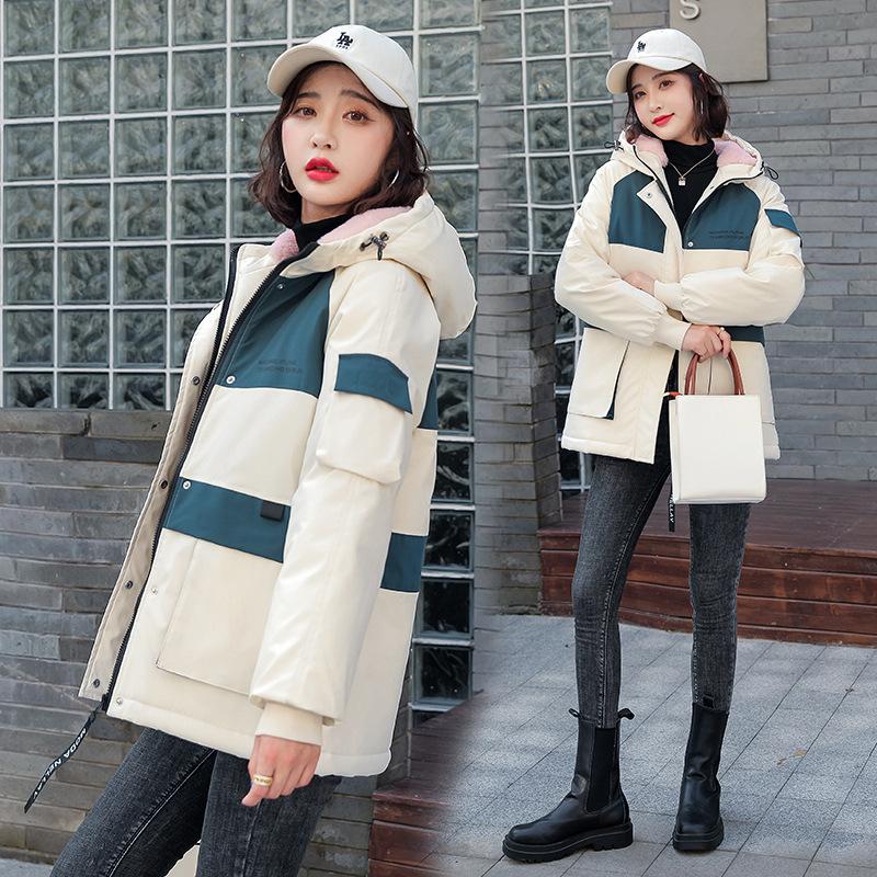 Winter Women's Color Matching Party Overcomes The Loose Short Workwear Padded Jacket