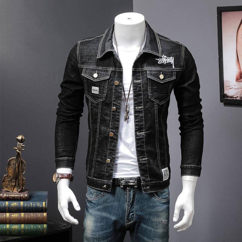 Denim Jacket Mens Autumn Casual Slim Fit Bomber Jackets Men Jean Jacket Mens Outwear Male Cowboy