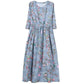 Women Summer Vintage High Waist Long Holiday Dress Elegant Slim Floral Print Pleated Casual Dress