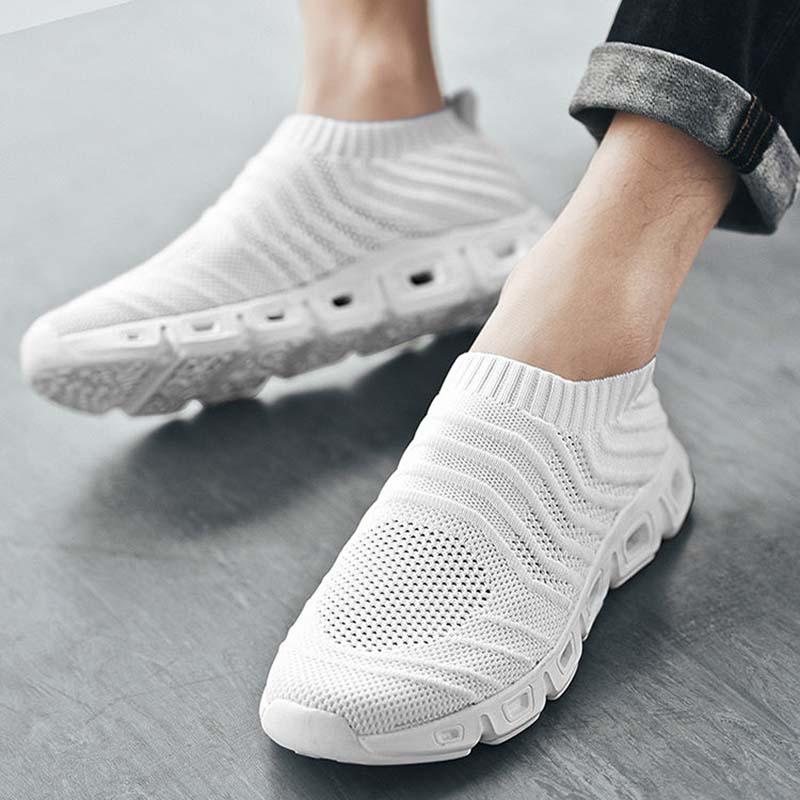 Plus Size 39-48 Summer Men Knitting Sneakers Comfortable Running Basketball Shoes Students Breathable Shockproof Non-slip Shoes