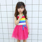 Girls Kids Rainbow Striped Tutu Dress Princess Sleeveless Mesh Dresses Summer Casual