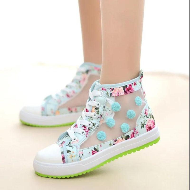 Summer Leisure Net Shoes Female Students Breathable Mesh Sneakers Mesh Hollow White Shoes