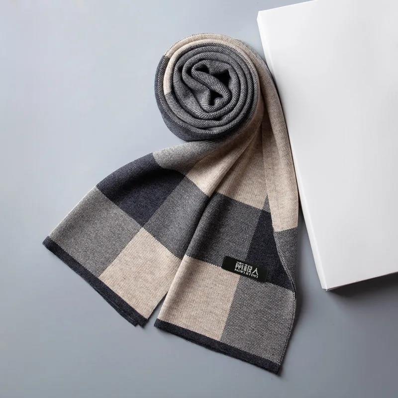 Men's Wool Scarf Winter Korean Fashion Stitching Scarf Thick Warm Long Scarf Christmas Gift