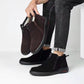Frosted Men's Fashion Leather Shoes Warm Casual Shoes Flat-bottomed Plus Velvet Cotton Shoes