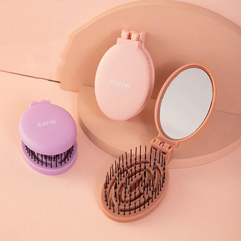 Makeup Mirror with Comb Ladies Hand-held Collapsible Portable HD Thin Light Must-have Makeup for Travel Appointment Home