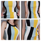 Women's Round Neck Sleeveless Halter Neck Dress Striped Knitted Dress Elastic Slim Bodycon Dress for Party