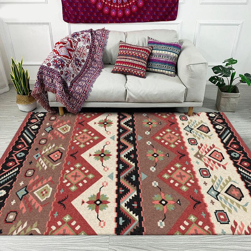 Home Carpet Retro Indian Ethnic Style Bedroom Kitchen Bathroom Non-slip Carpet Bedside Mat