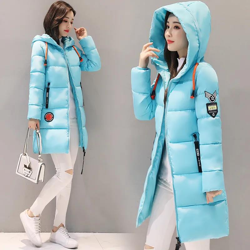 Winter Down Jacket Thick Cotton Padded Hooded Jacket Women's Loose Plus Size Parka Mid-length Coat