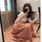 Two-piece Skirt Suit Summer Ladies Bow Tie Cotton Top T-shirt + Organza Chiffon Skirt Sexy Show Waist A-line Skirt Suit