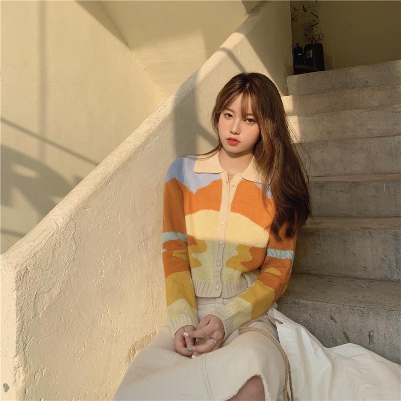 Women's Autumn Knit Cardigan Jacket Autumn Women's Short Long-sleeved Top Sweater