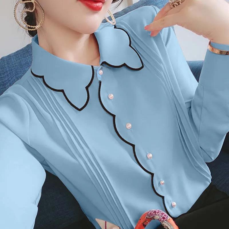 Chiffon Shirt Women's Spring Fashion Loose Large Size Western-style Bottoming Shirt Top Thin Blouse