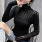 Base Sweater Women's Self-cultivation Pullover Hollow Knit Sweater Women's Long-sleeved Pile Turtleneck Sweater Top