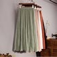 Vintage Women Cotton Linen Skirt High Waisted Elegant Sexy Solid White Black Pleated Skirts Female Maxi Skirts Women Long Skirts