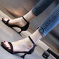 Plus Size 34-40 Women Shiny Slippers Outdoor Bohemian Beach High Heels Wear-resistant Non-slip Office Lady Word Deduction Sandals
