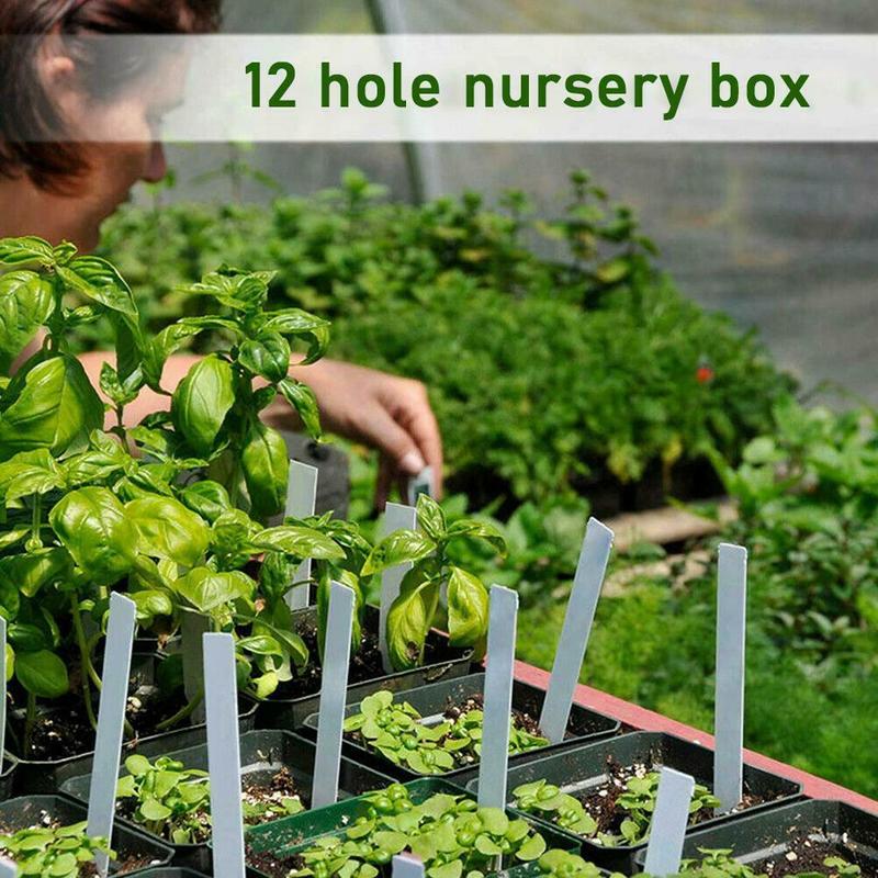 12 Holes Plastic Nursery Pots Planting Seed Tray Kit Plant Germination Box