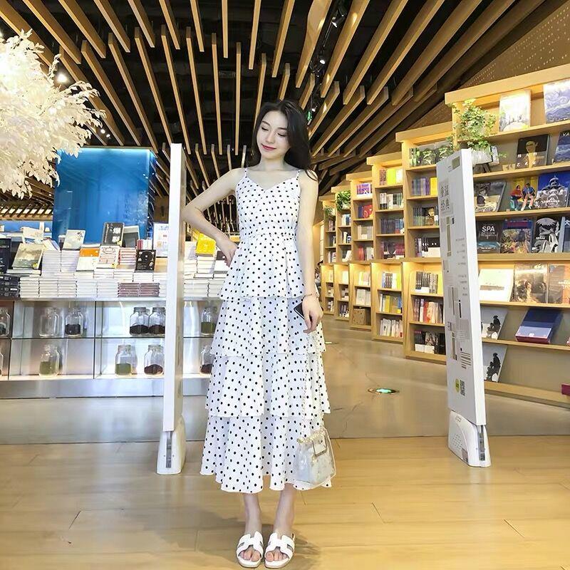 Summer Women Long Dress V-neck Sexy Spaghetti Strap Polka Dot Dress 2020 Beach Party Maxi Dress