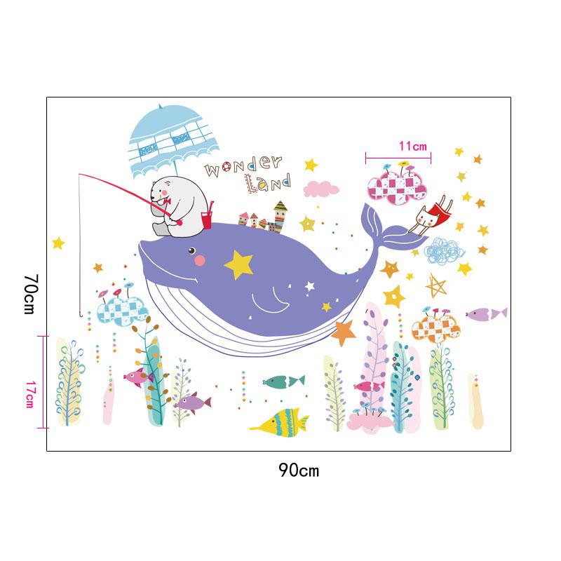 [Wall sticker ]Underwater World Cartoon Dolphin Fish Wall Stickers For Kids Rooms Bathroom Tile Wate