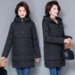Winter Down Jacket Fashion Solid Color Hooded Parka Coat Thick and Warm Mid-length Down Cotton Jacket for Women