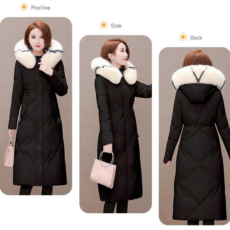 Cotton-padded Clothes Women's Mid-length Winter Clothes Korean Style Loose Fashion Women's Fur Collar Down Padded Coat