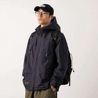 Spring and Autumn Men's Jacket Color Matching Loose Casual Jacket Hong Kong Style Hooded Trendy Top
